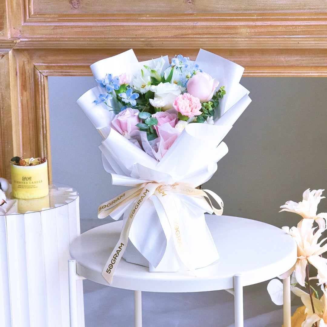 Cotton Kiss Pink Roses Hand Bouquet image 9