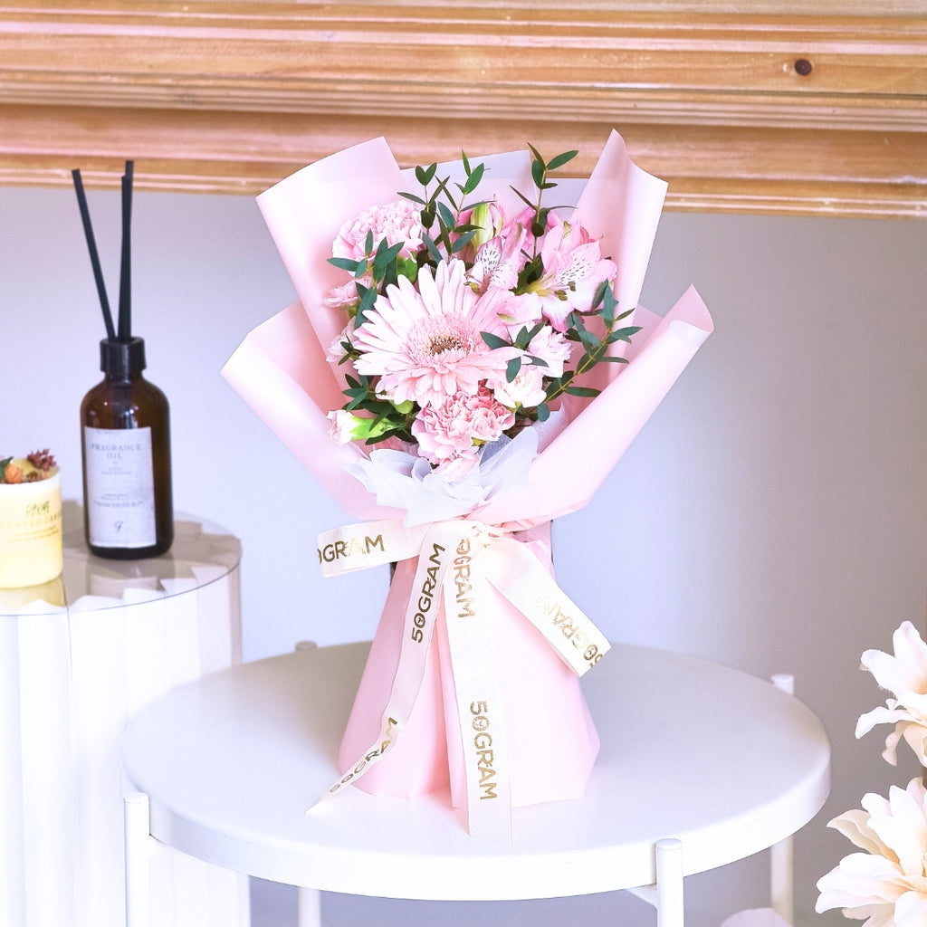 Pinkie Pop Pink Daisy Carnation Hand Bouquet image 5