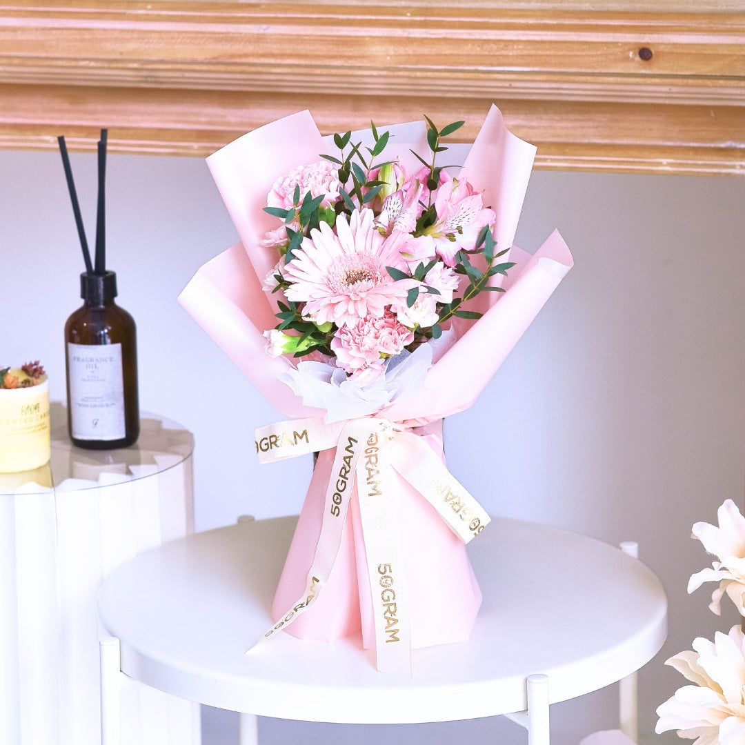 Pinkie Pop Pink Daisy Carnation Hand Bouquet image 5
