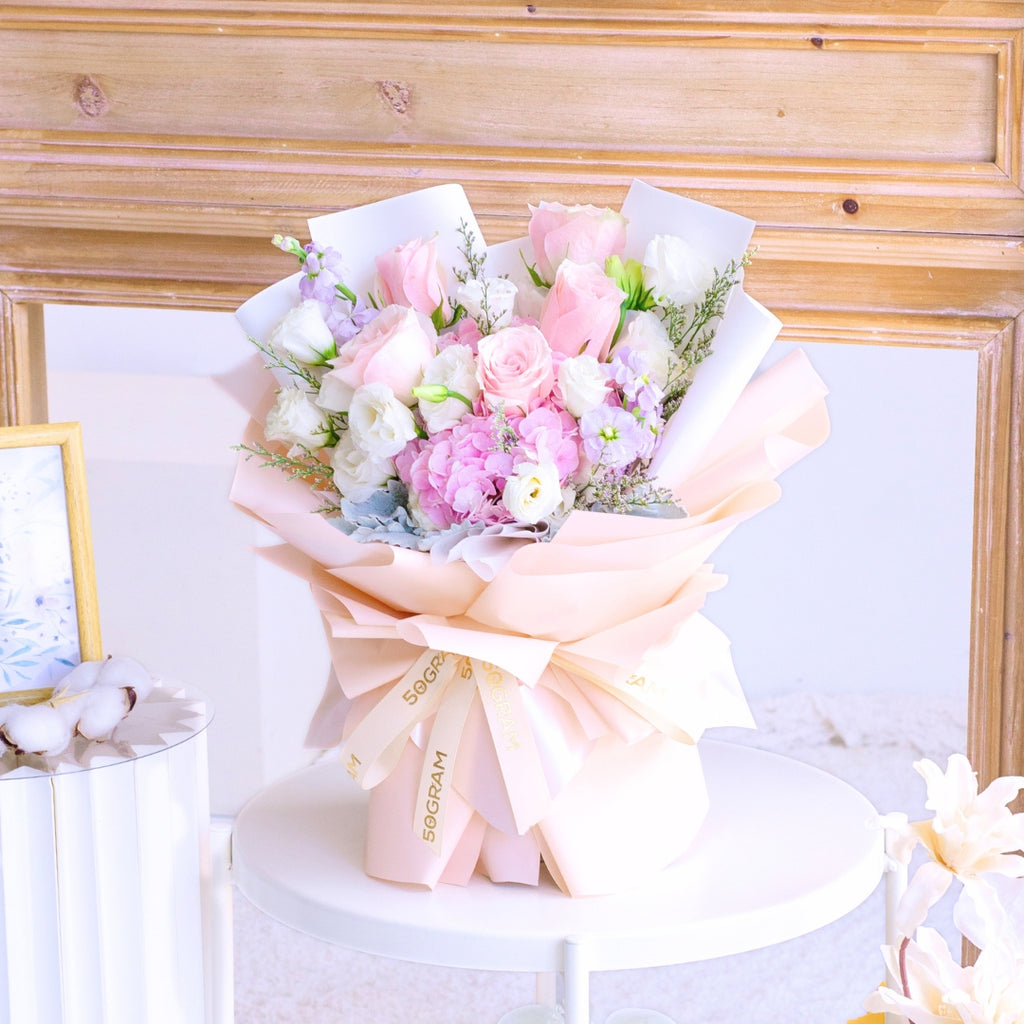 Blush Kiss Pink Hydrangea Hand Bouquet image 8