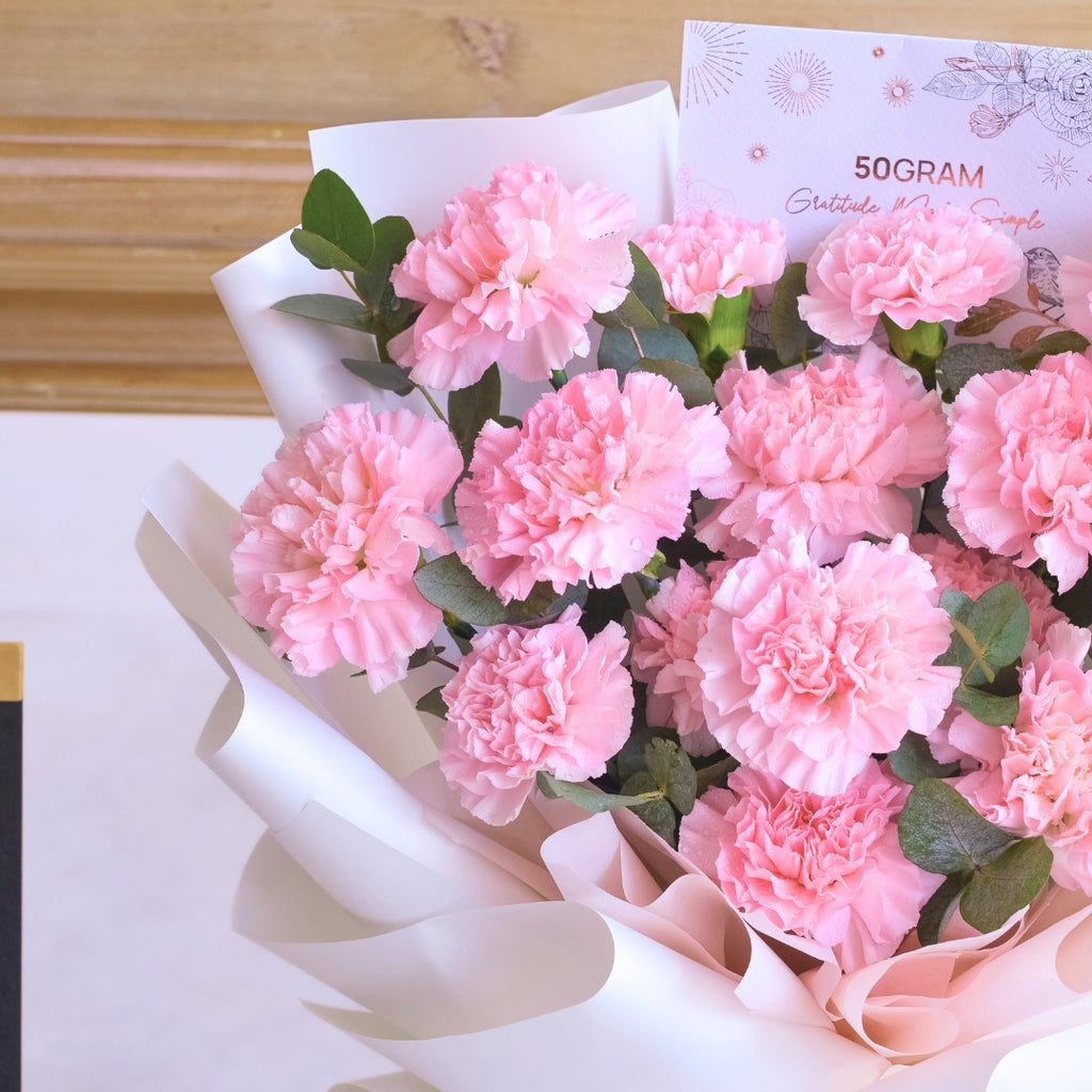 Blooming Heart Pink Carnation Hand Bouquet - Medium image 6