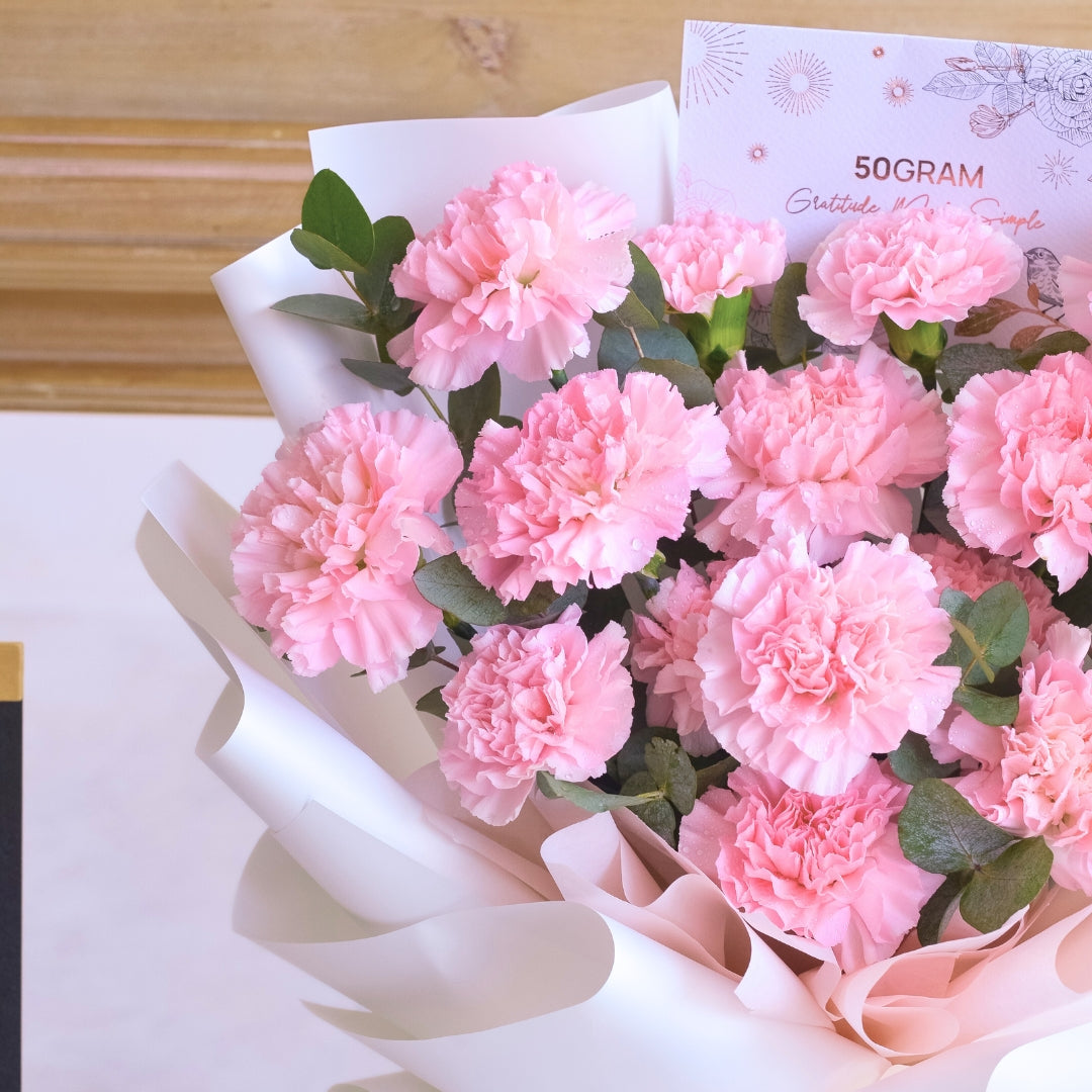 Blooming Heart Pink Carnation Hand Bouquet - Medium image 6