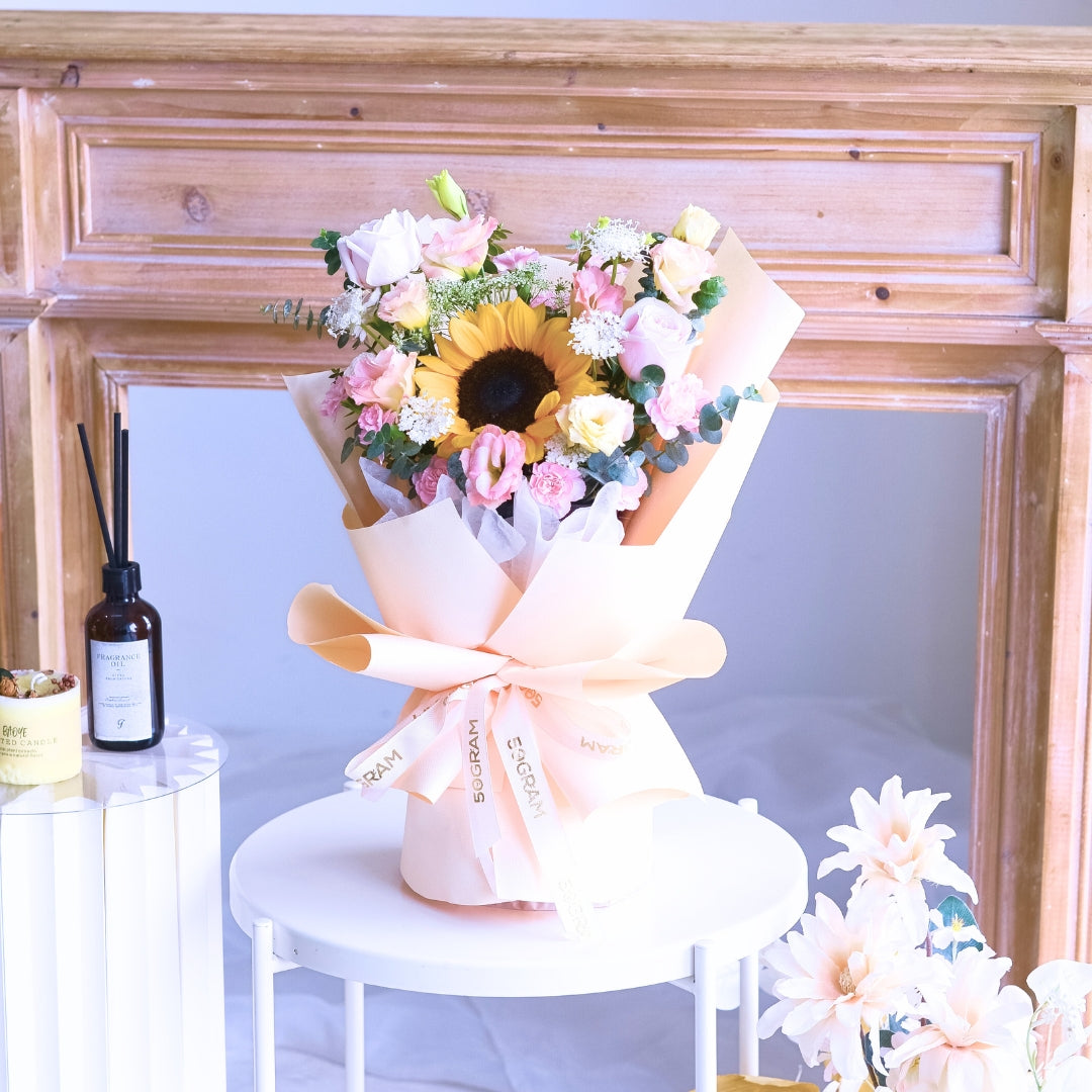 Morning Blush Sunflower Hand Bouquet image 3