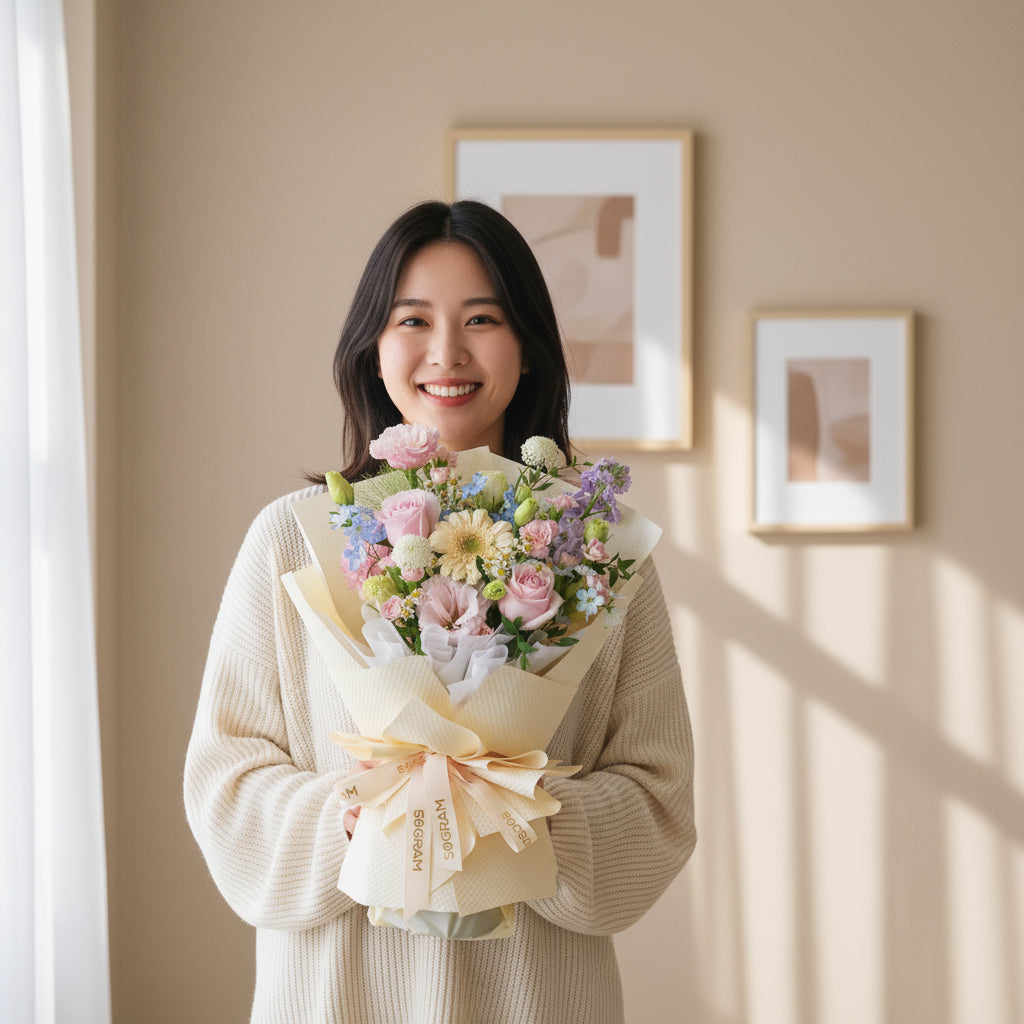 Pastel Poise Pink Roses Hand Bouquet image 1