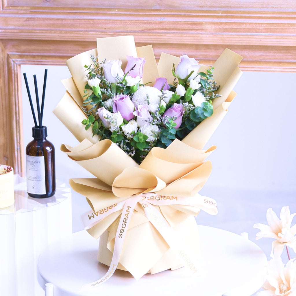 Blush Purple Roses Hand Bouquet image 9