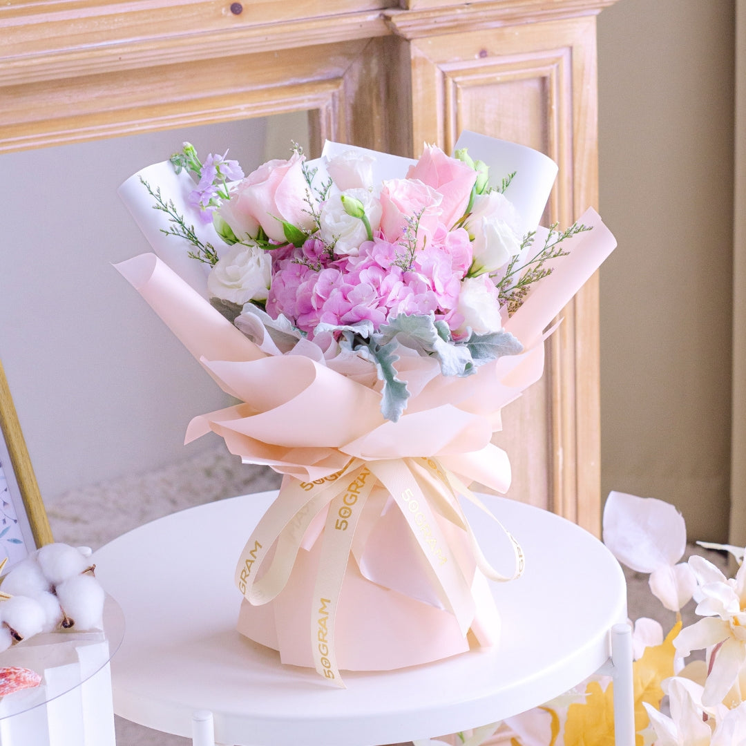 Blush Kiss Pink Hydrangea Hand Bouquet image 5