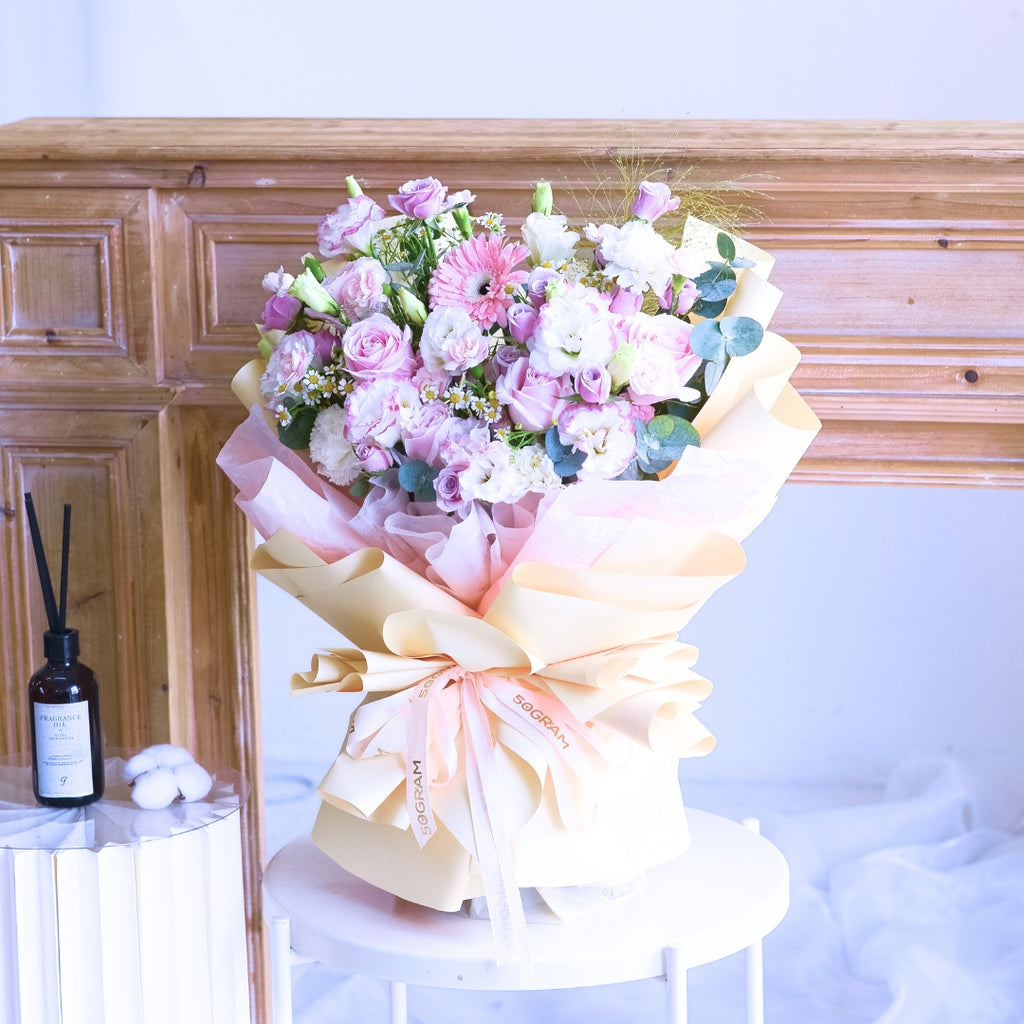 Velvet Nude Pink Roses Hand Bouquet image 13