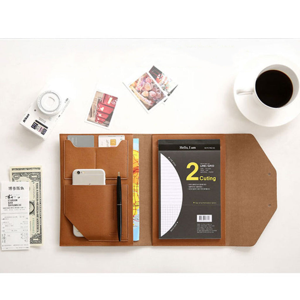 Korean-style leather notebook covers, passport holders, and clutch bag image 1