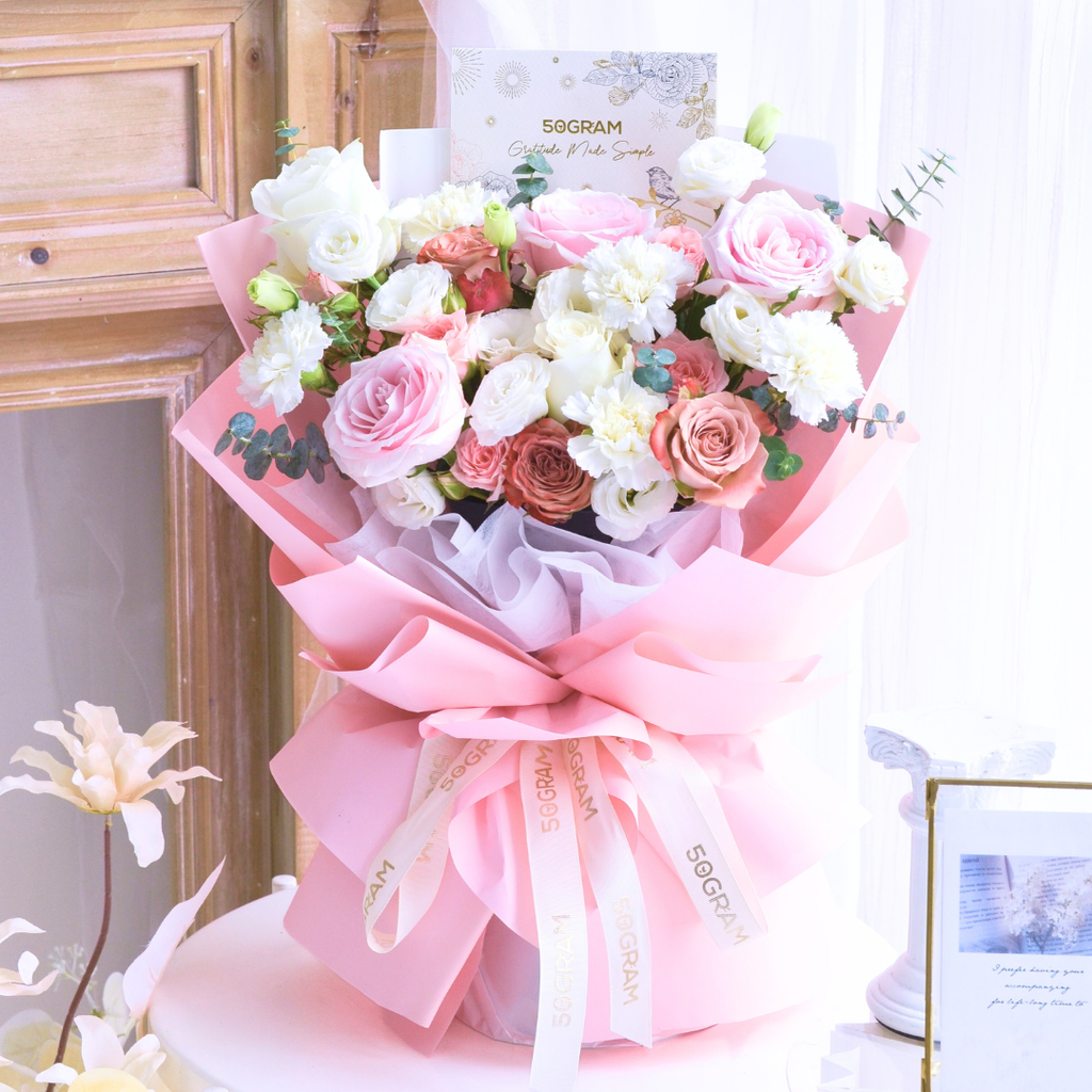 Love Bonds Pink Roses Hand Bouquet image 9