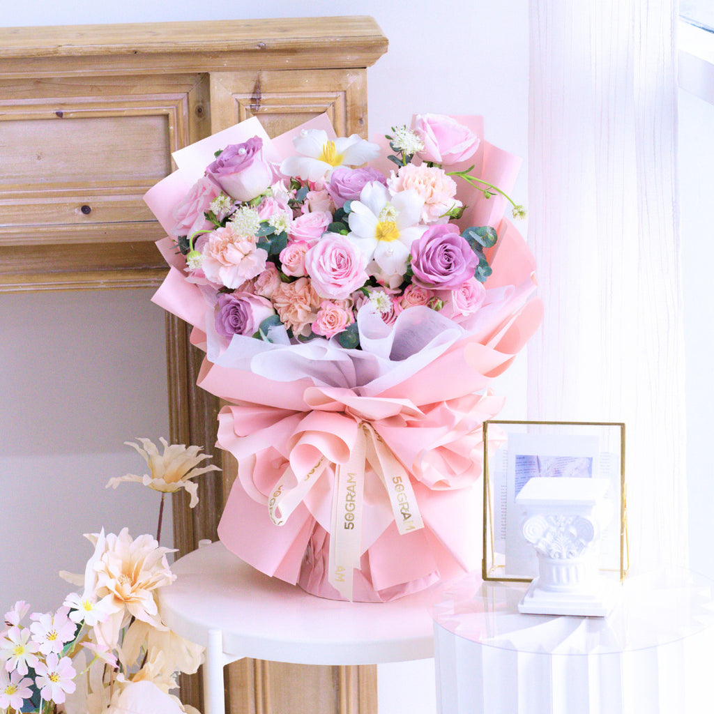Violet Charm Posy Pink Purple Roses Hand Bouquet image 3