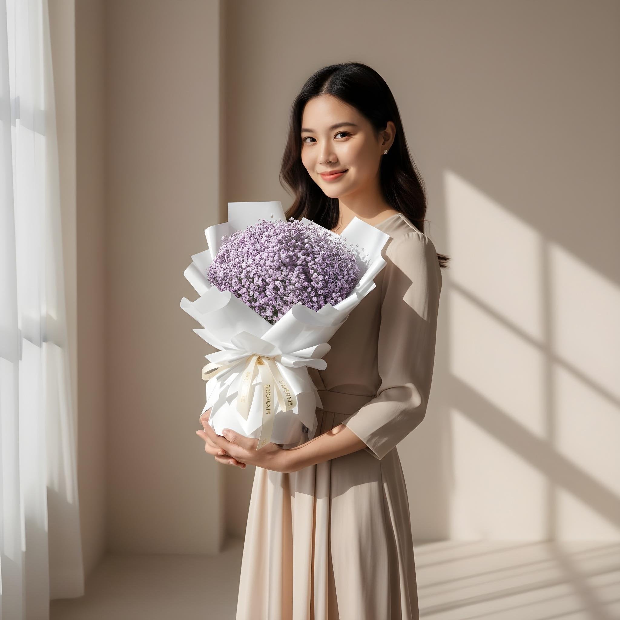 Baby Lavender Baby Breath Hand Bouquet image 2