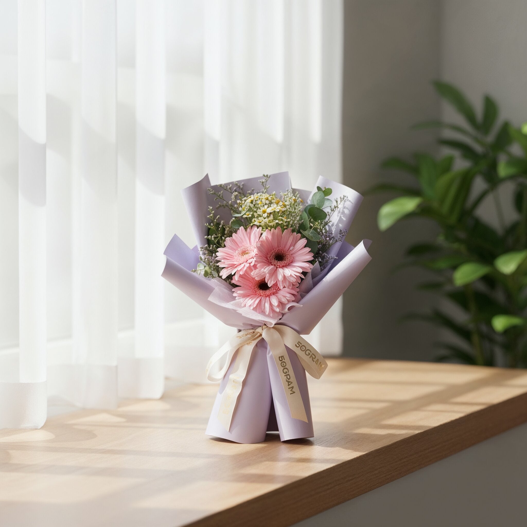 Adore Lite Pink Daisy Hand Bouquet image 2