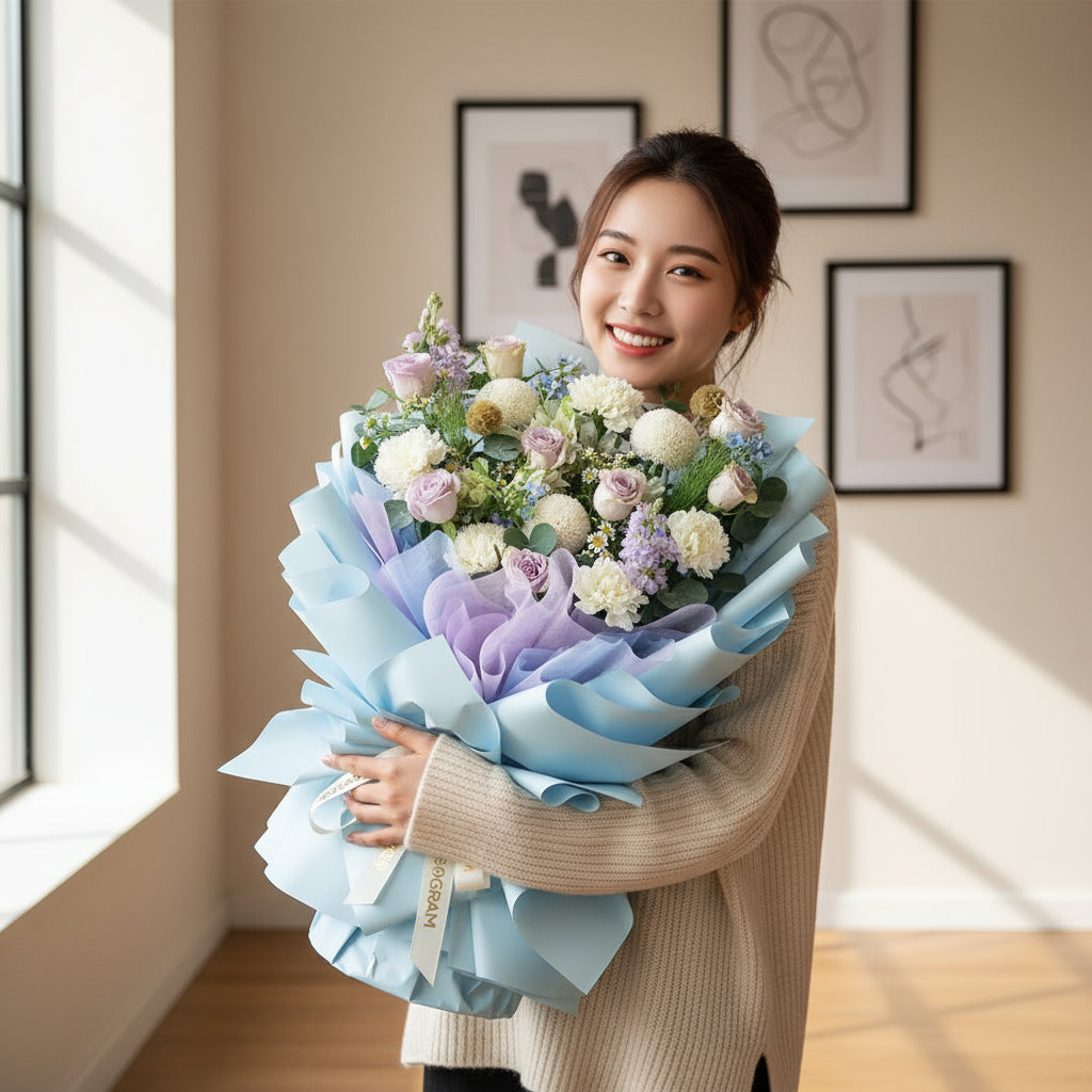 Soft Wisteria Raindance Roses Hand Bouquet image 1