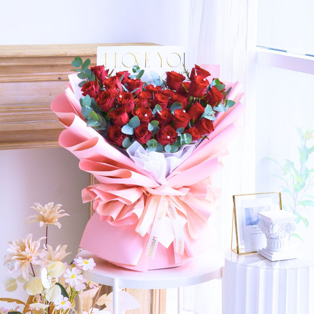 Crimson Whispers Red Roses Hand Bouquet image 3