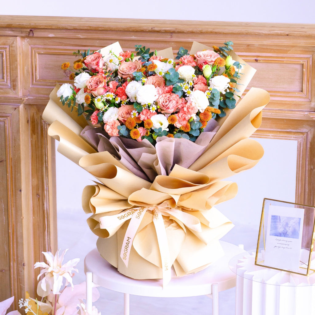 Sunrise Charm Cappuccino Rose Hand Bouquet image 10