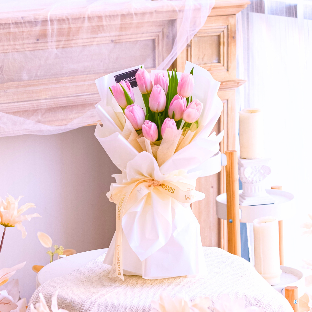 Light Pink Tulips Hand Bouquet image 4