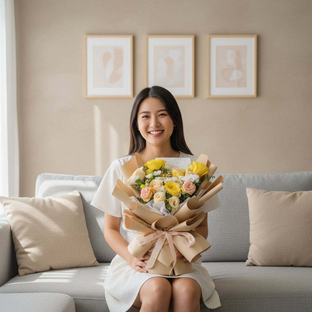 Yellow Serenade Yellow Rose Hand Bouquet image 2