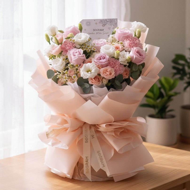 Amore Blossom Pink Rose Hand Bouquet - 10