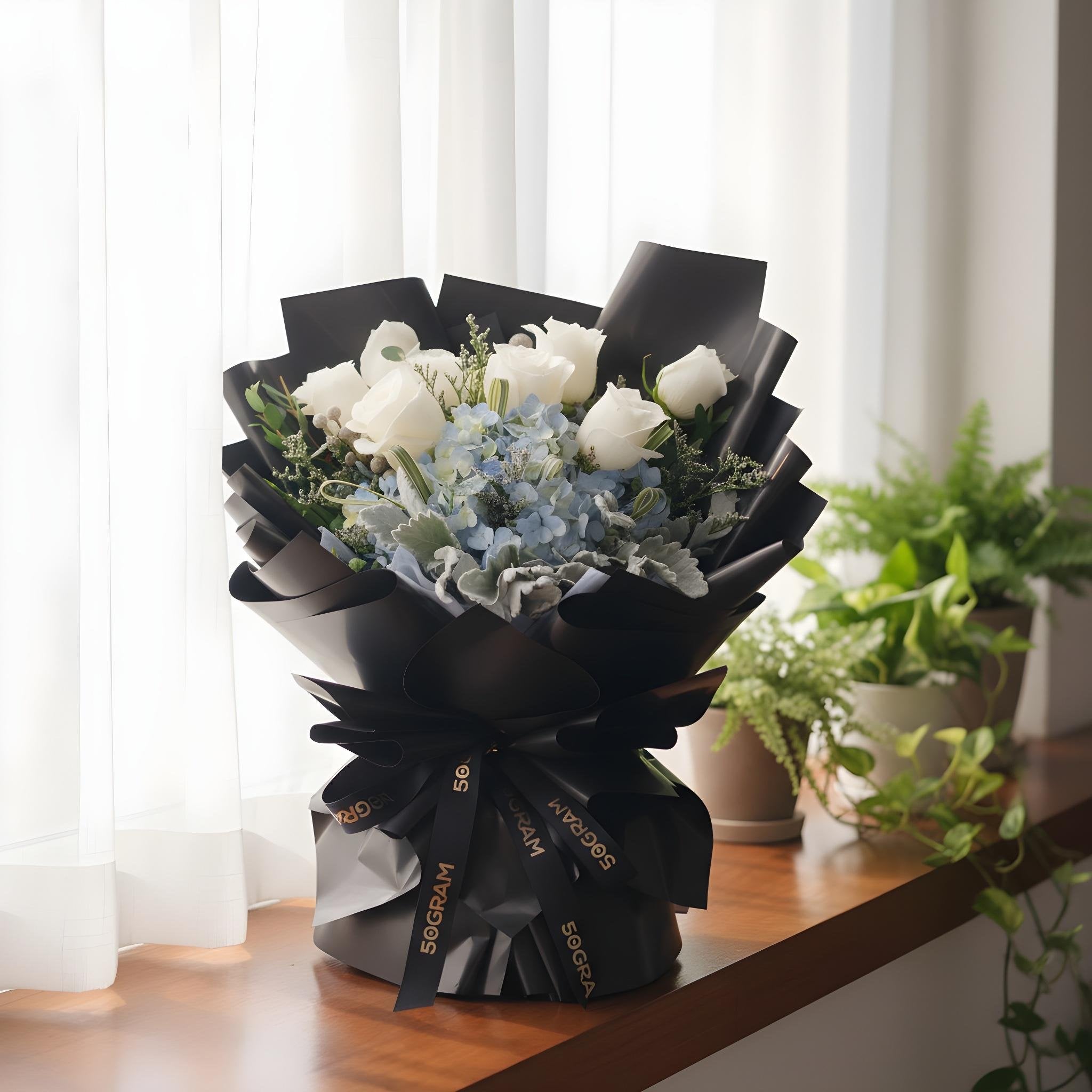 Aozora Blue Hydrangea Hand Bouquet