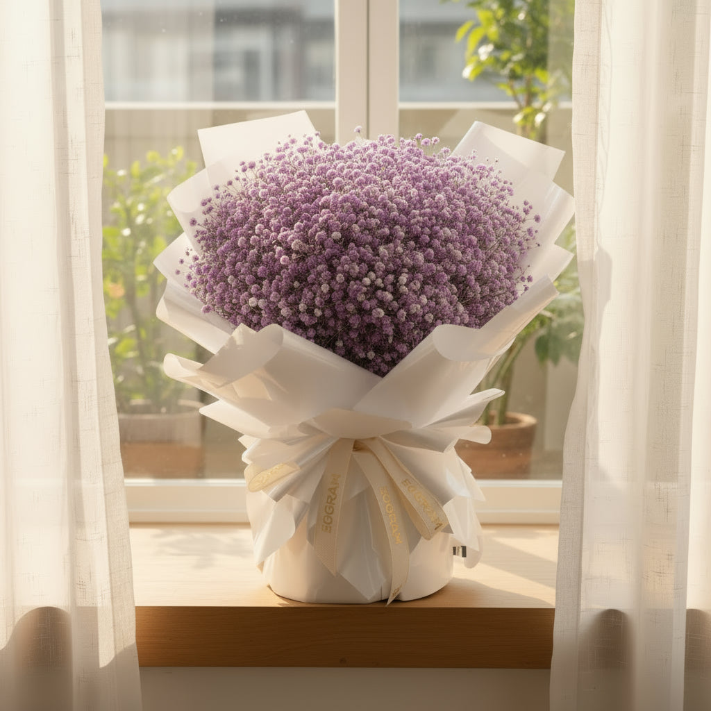 Baby Lavender Baby Breath Hand Bouquet