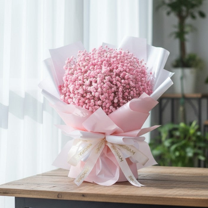 Baby Pink Baby Breath Hand Bouquet