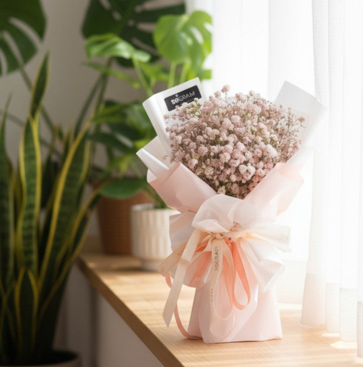 Baby Pink Baby Breath Hand Bouquet