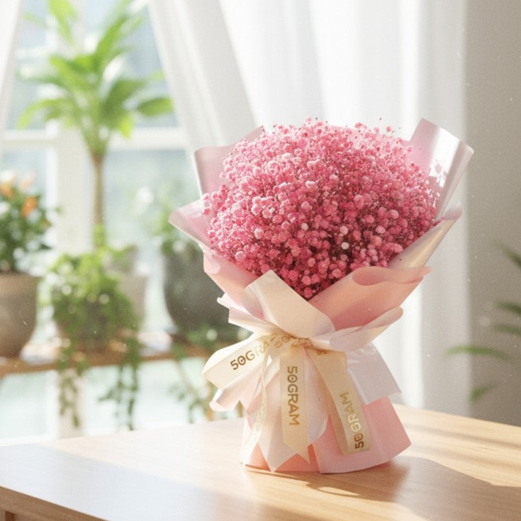 Baby Pink Baby Breath Hand Bouquet