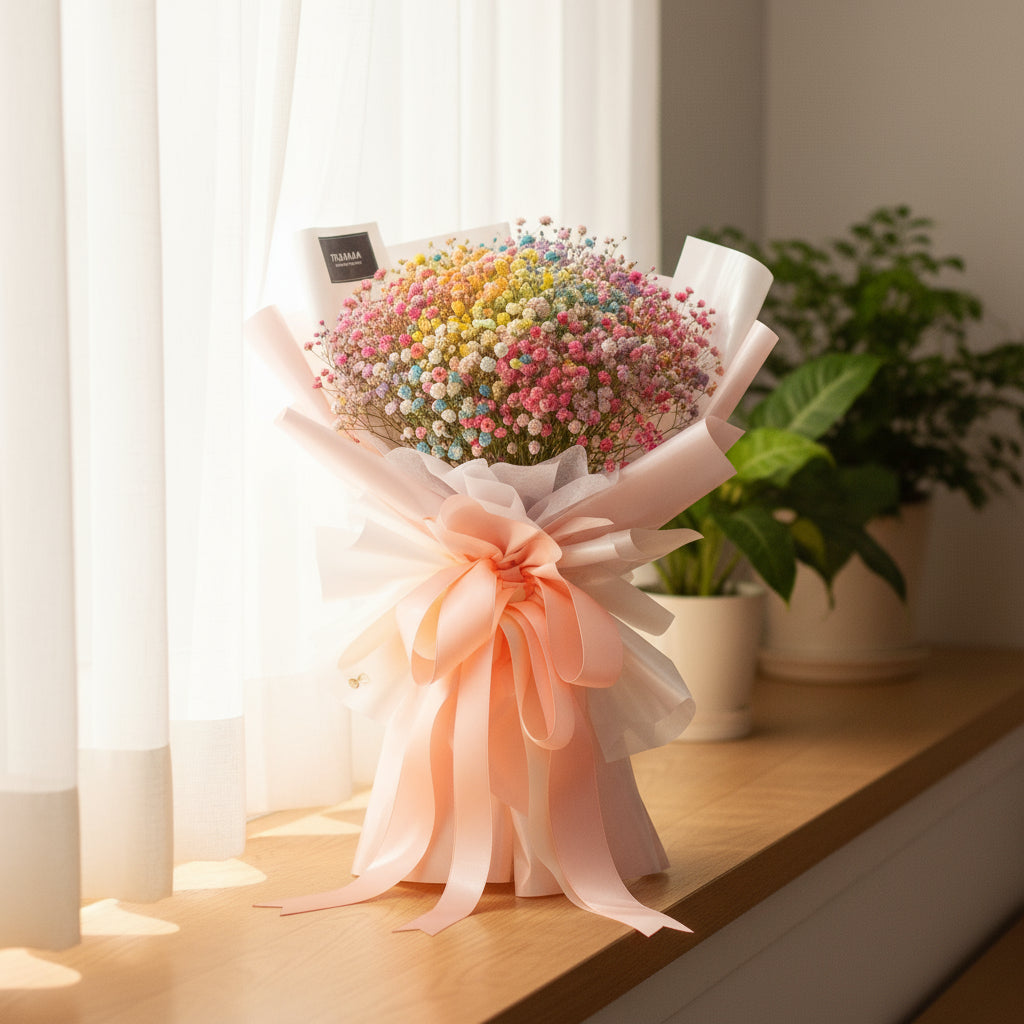 Baby Rainbow Baby Breath Hand Bouquet - 6