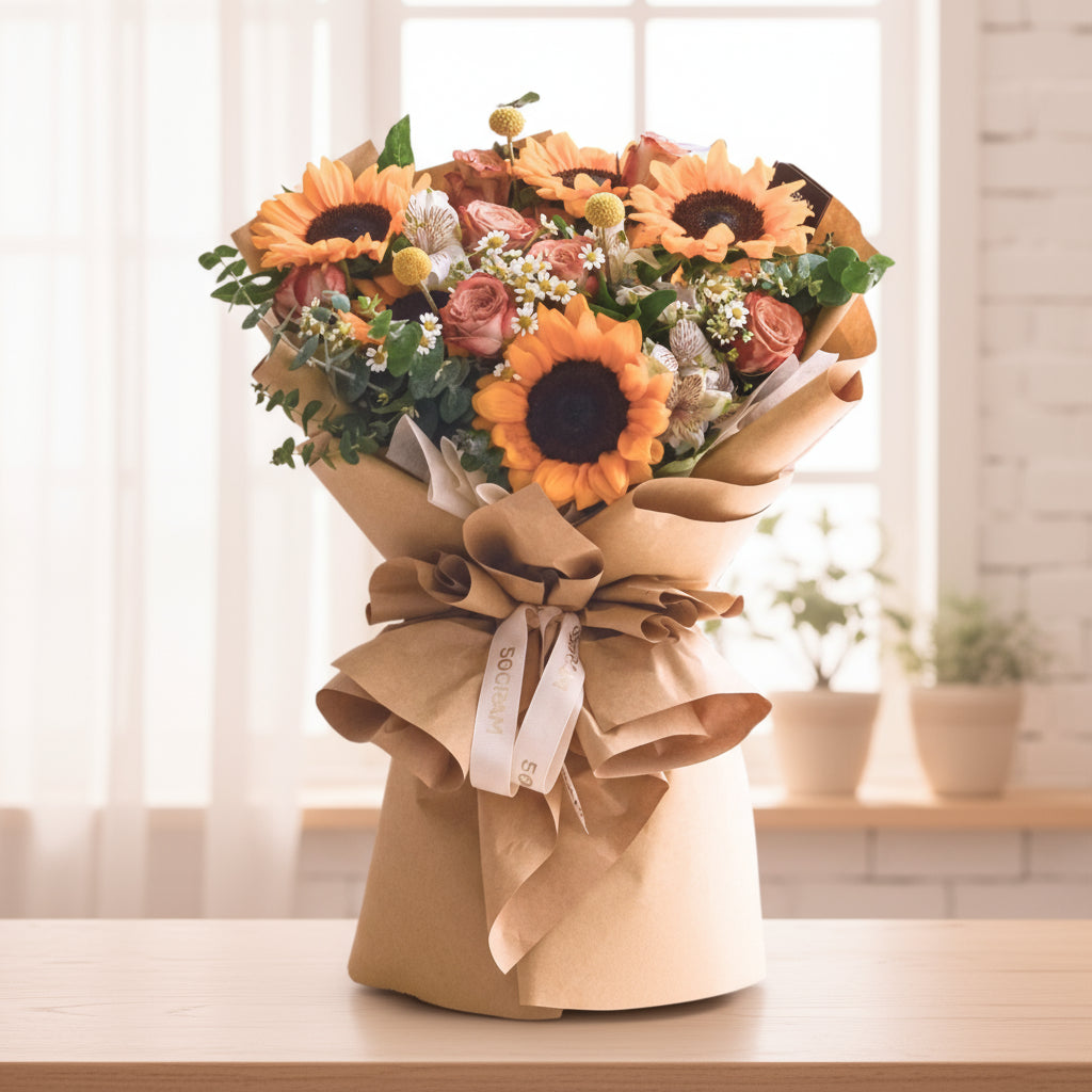 Beautiful You Sunflower Hand Bouquet - 10