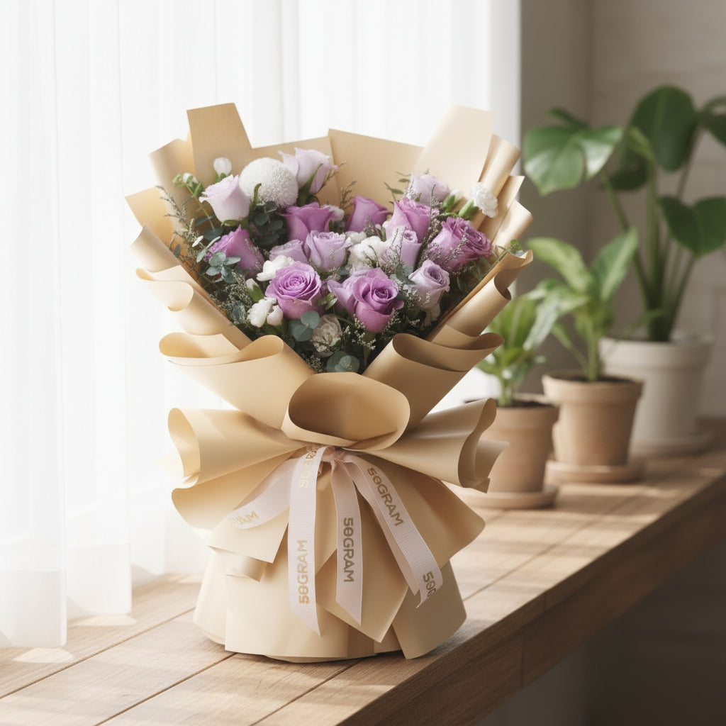 Blush Purple Roses Hand Bouquet