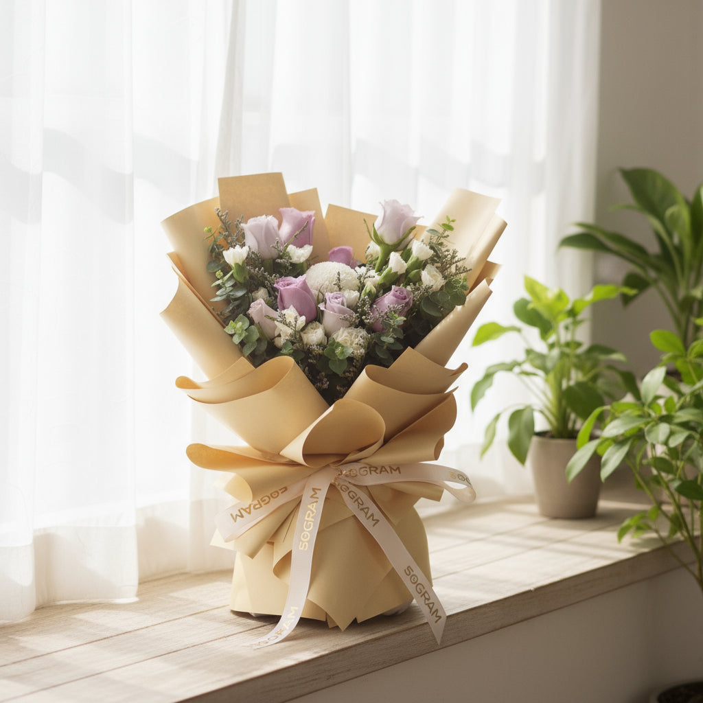 Blush Purple Roses Hand Bouquet