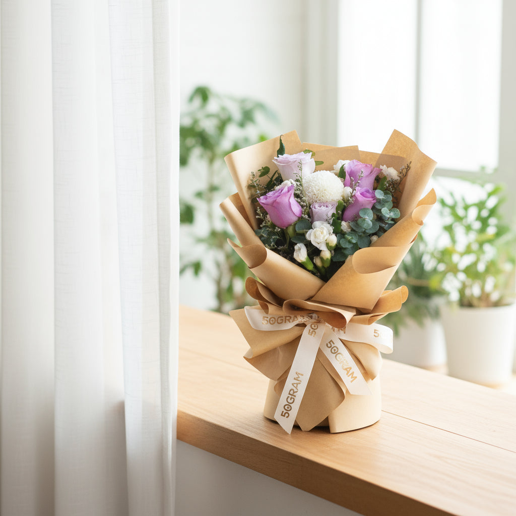 Blush Purple Roses Hand Bouquet