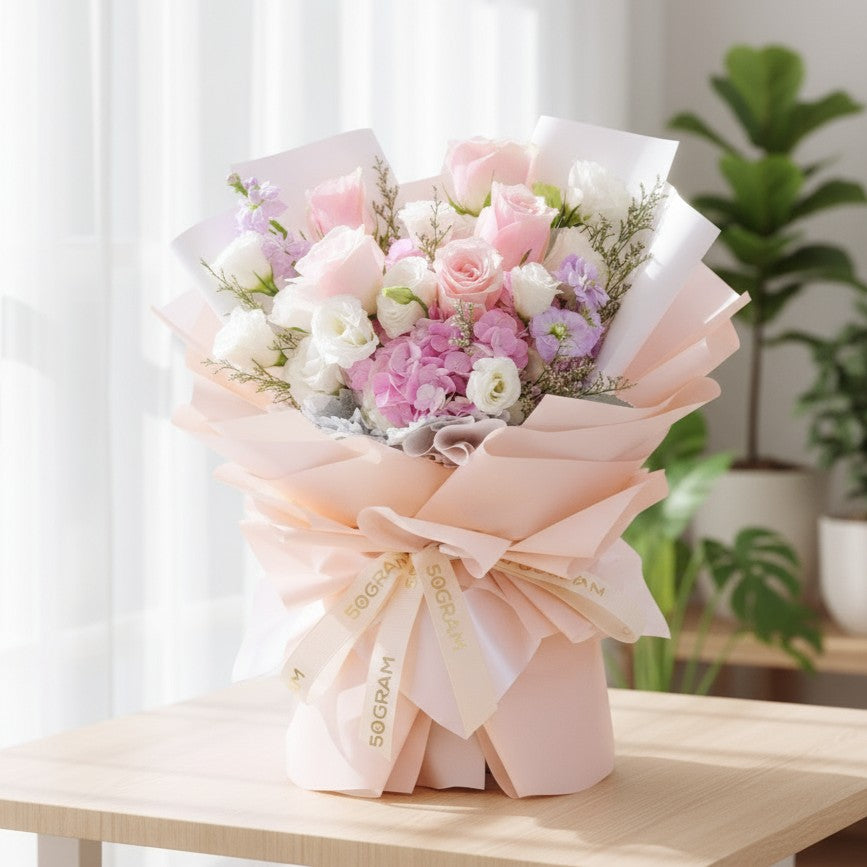Blush Kiss Pink Hydrangea Hand Bouquet