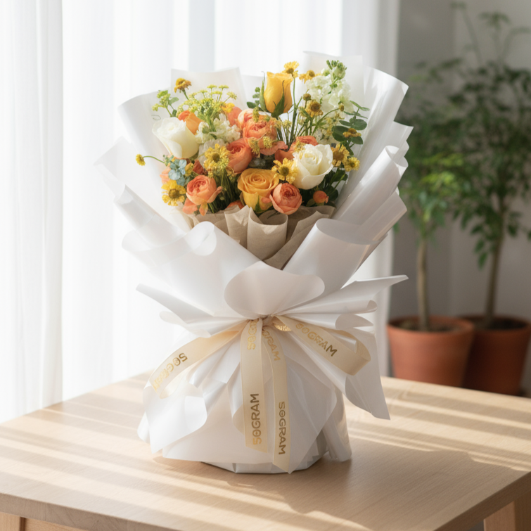 Bright Hue Yellow Roses Hand Bouquet