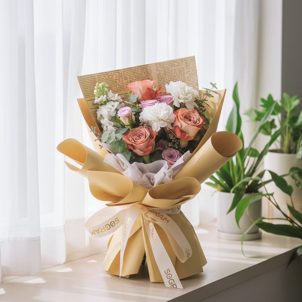 Burlap Kiss Cappuccinno Rose Hand Bouquet