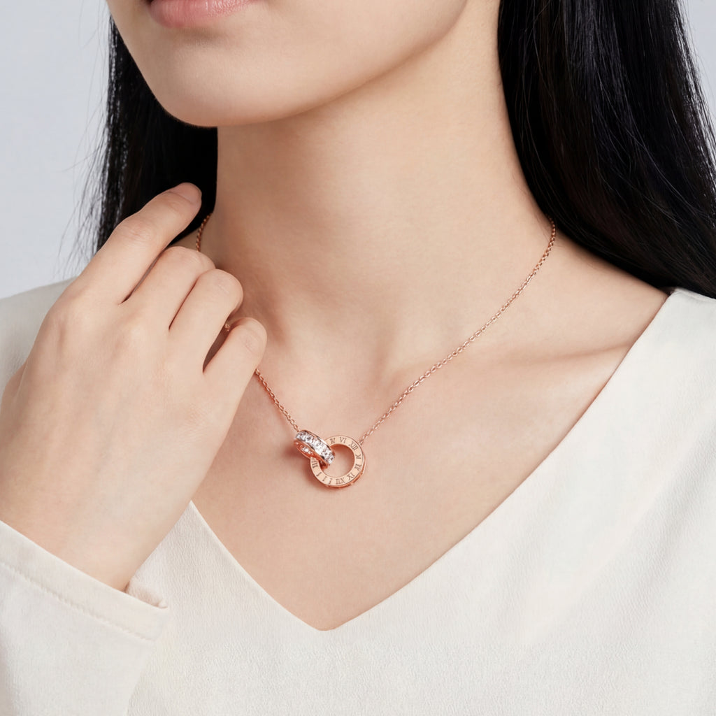 Athena Classic Interlocking Roman Numeral Necklace