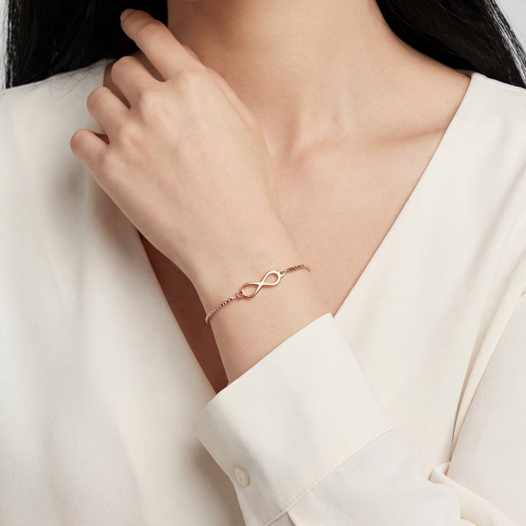 Infinity Endless Love Adjustable Bracelet in Rose Gold
