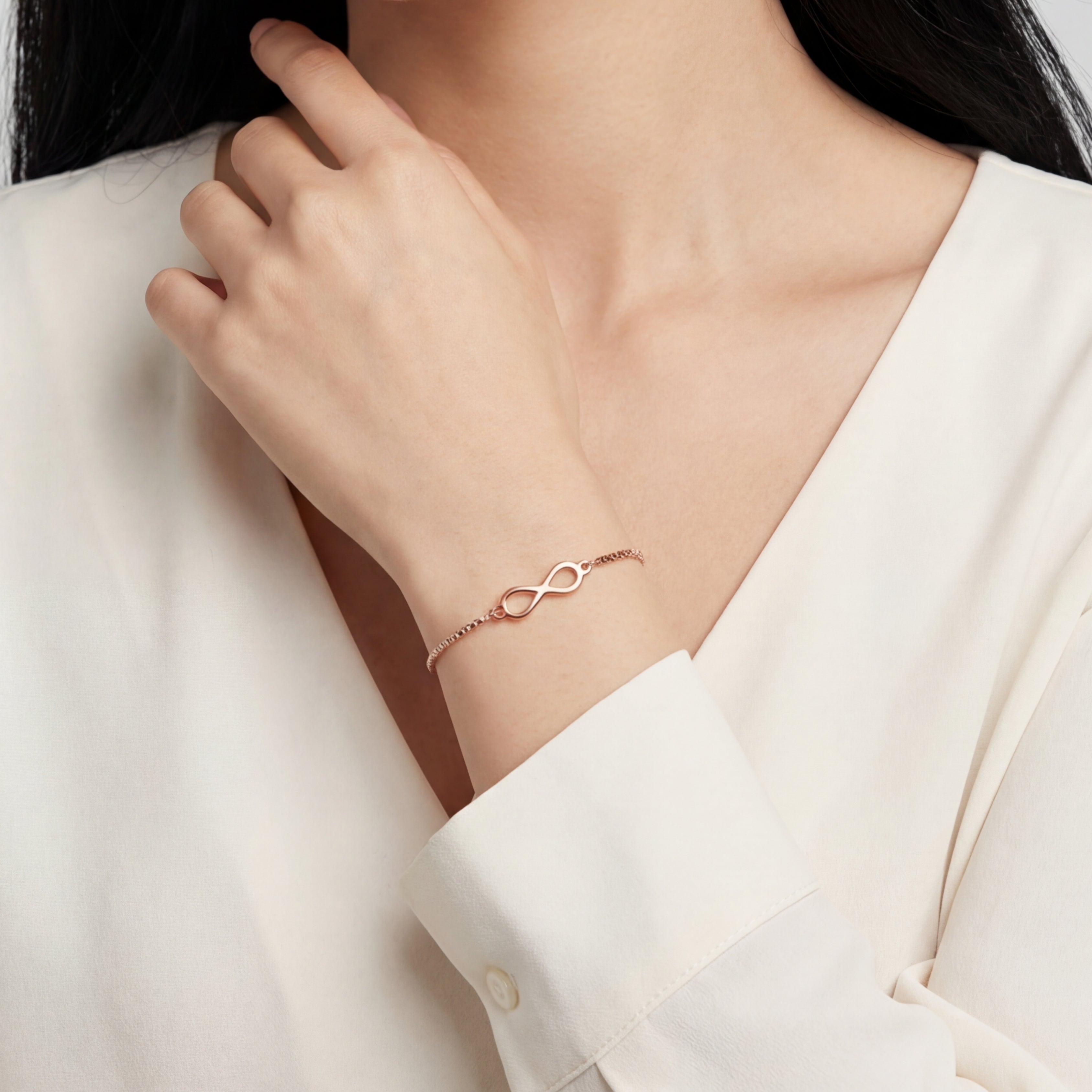 Infinity Endless Love Adjustable Bracelet in Rose Gold
