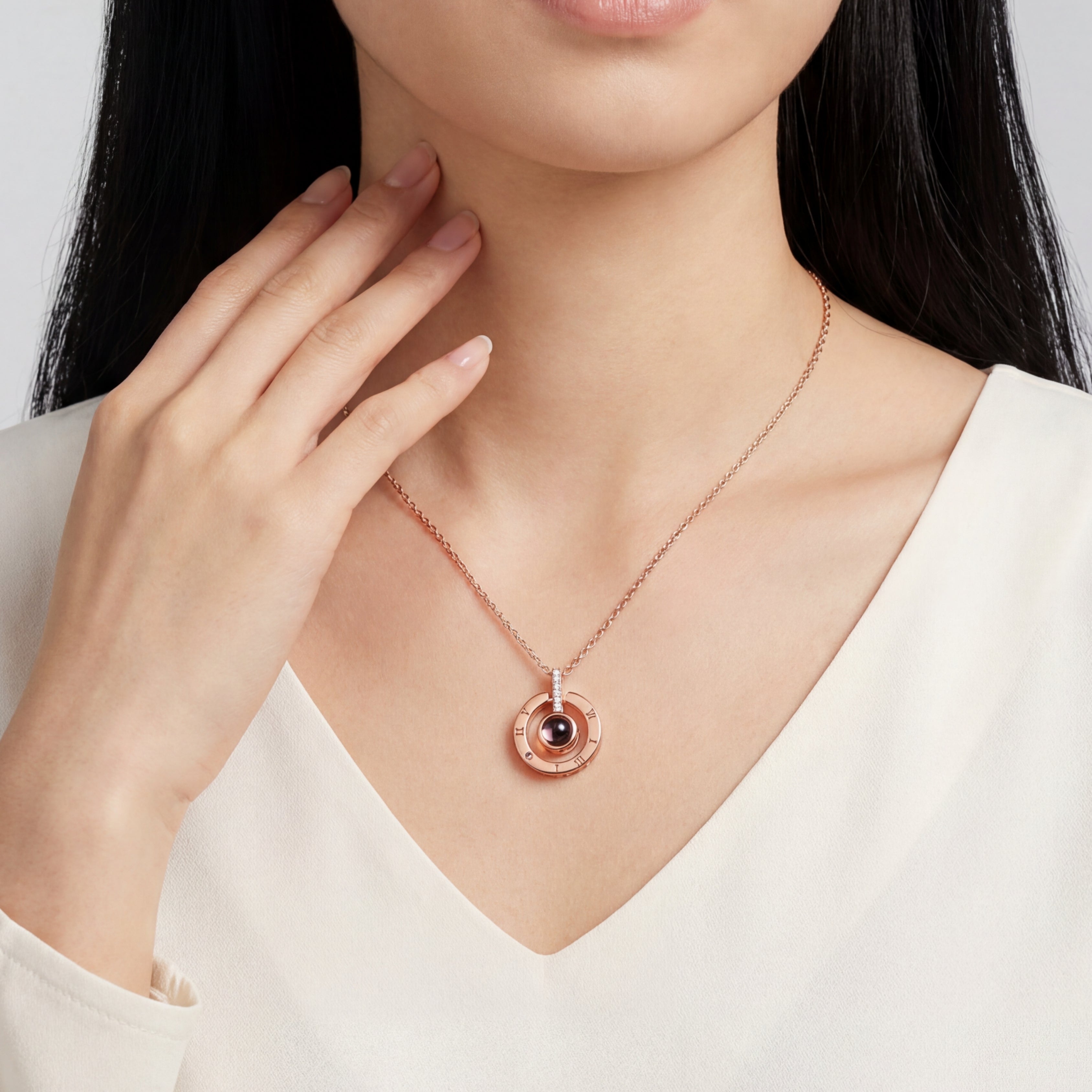 Fayre 100 Languages I Love You in Rose Gold Projection Necklace