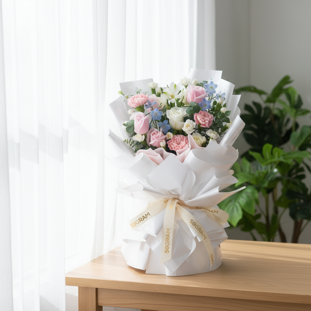 Cotton Kiss Pink Roses Hand Bouquet