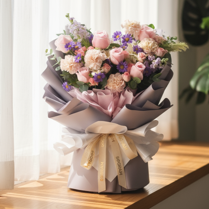 Duska Bloom Pink Roses Hand Bouquet