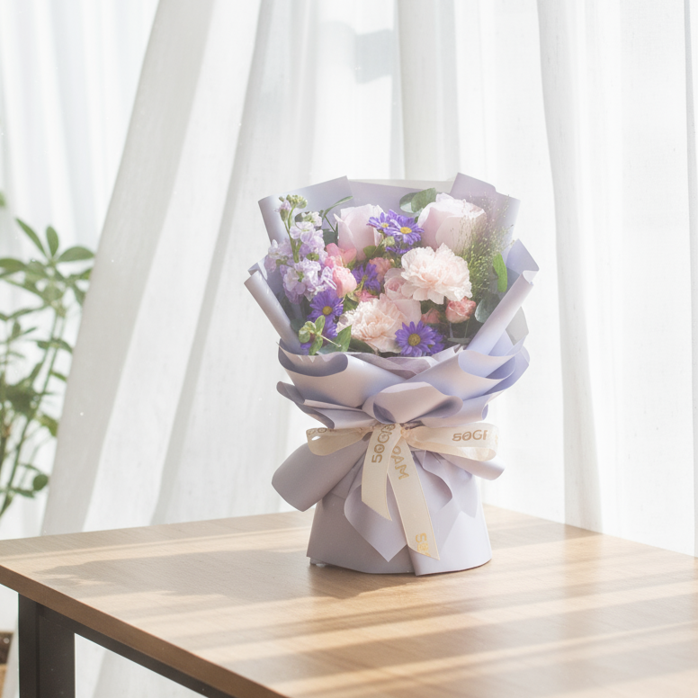 Duska Bloom Pink Roses Hand Bouquet