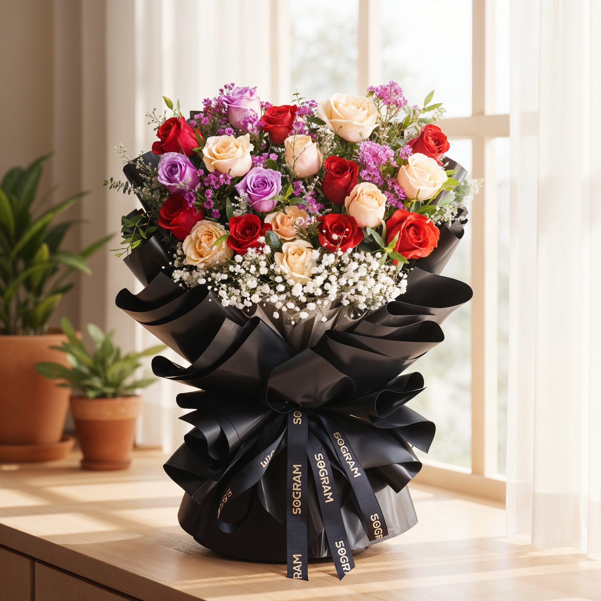 Evermore Red and Champagne Roses Hand Bouquet - 7