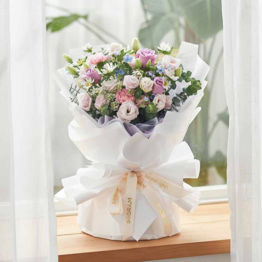 Fairy Floss Purple Roses Hand Bouquet