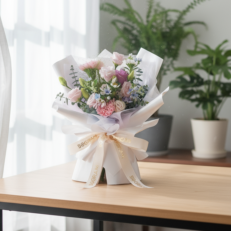 Fairy Floss Purple Roses Hand Bouquet