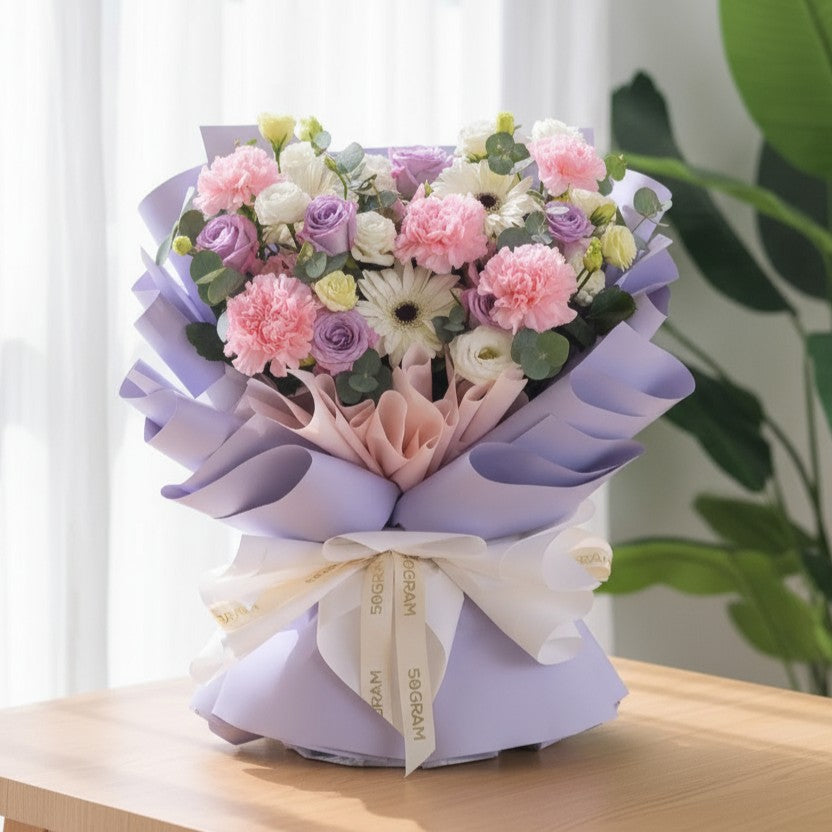 Garden of Gratitude Lilac Pink Hand Bouquet - 9