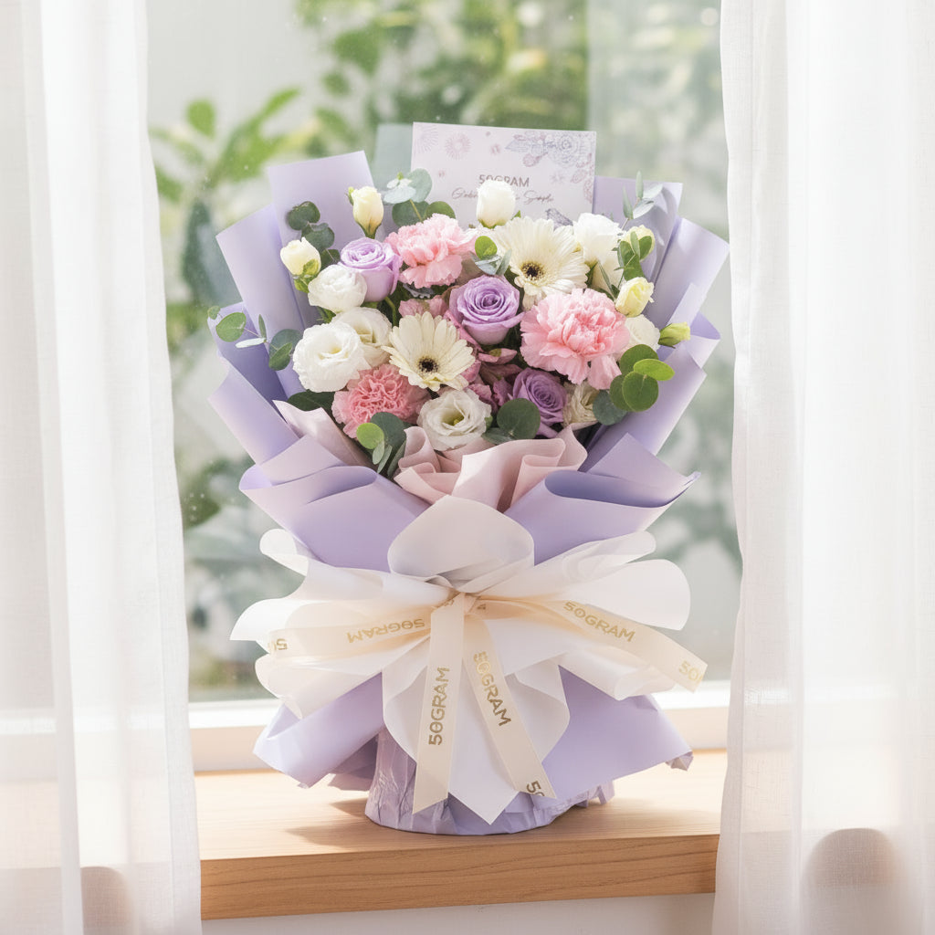 Garden of Gratitude Lilac Pink Hand Bouquet - 8