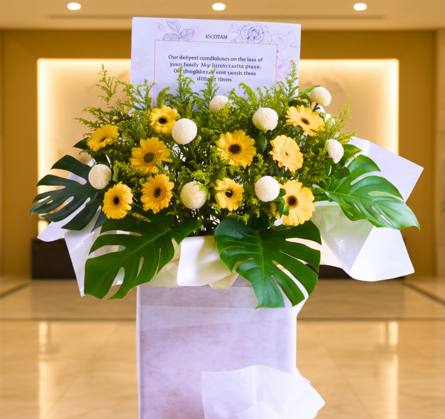 Golden Serenade | Condolences Flower Stand - 7