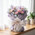 Heartfelt Gratitude Pink Carnation Hand Bouquet - 10
