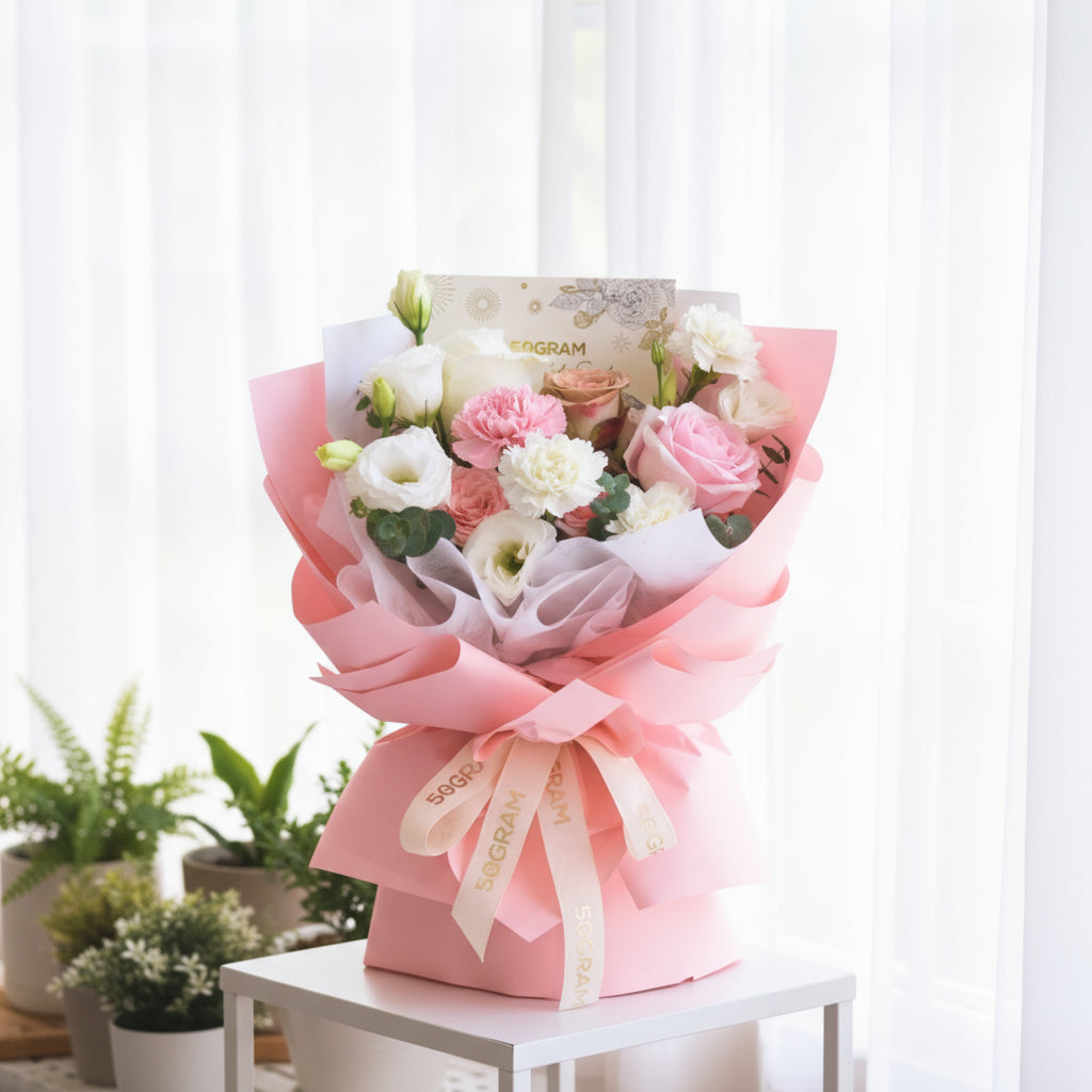 Love Bonds Pink Roses Hand Bouquet
